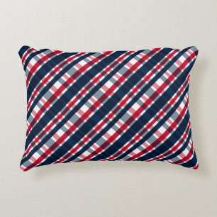 Washington Sports Fan Blue White Red Plaid Decorative Pillow