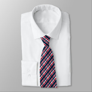 Washington Sports Fan Blue White Red Plaid Tie