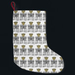 Washington Square Hanukkah Menorah NYC Landmark Small Christmas Stocking<br><div class="desc">Christmas stocking features an original pen-and-ink illustration of New York City's Washington Square Arch, "dressed up" for the holidays with a menorah. Ideal for Hanukkah decorating! This design is also available on other products. Don't see what you're looking for? Need help with customization? Contact this designer to have something created...</div>
