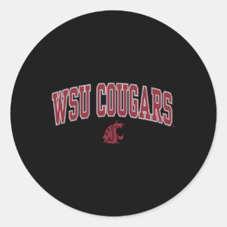 Washington State Cougars Arch Over Black Classic Round Sticker