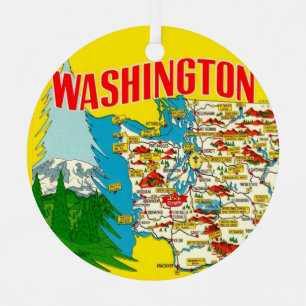 Washington State Customizable Map Metal Ornament