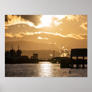 Washington State Ferries At Sunset Photography Poster