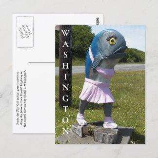 Washington State Fish Girl Statue Travel Postcard