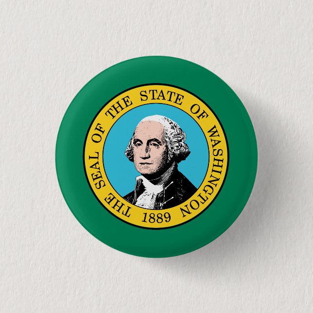 Washington State Flag 1 Inch Round Button (Front)