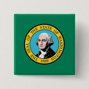 Washington State Flag 2 Inch Square Button