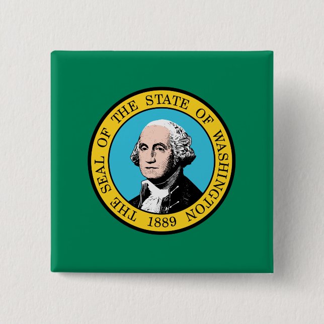 Washington State Flag 2 Inch Square Button (Front)