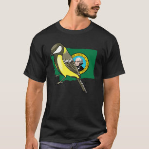 Washington State Flag & American Goldfinch Nature T-Shirt