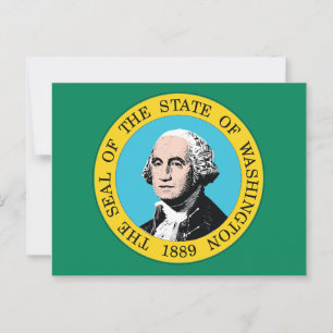 Washington State Flag Green Field Portrait 1889 Postcard