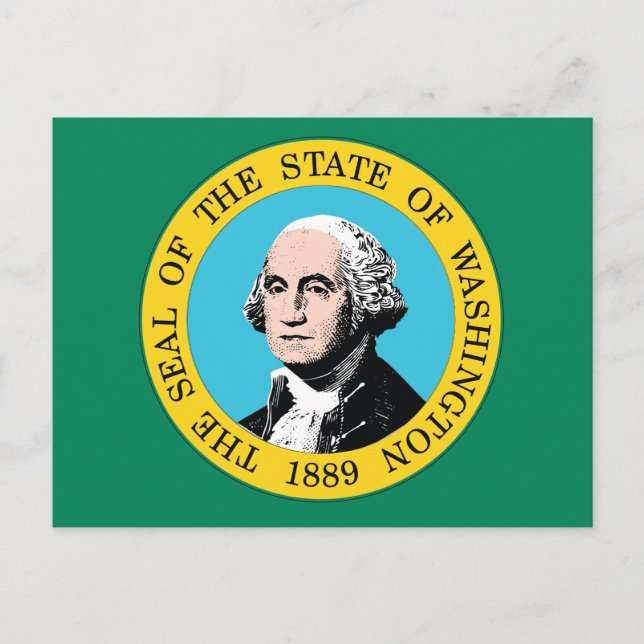 Washington State Flag Green Field Portrait 1889 Postcard (Front)