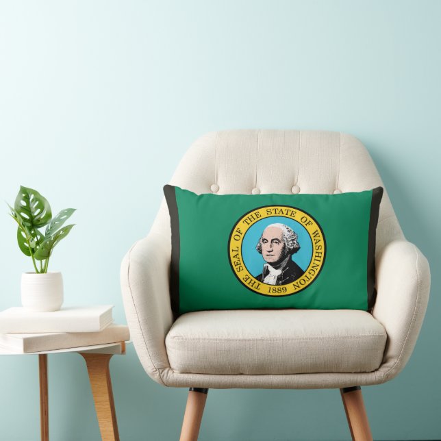 Washington State Flag Print Patriotic Lumbar Pillow (Chair)