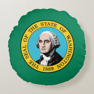 Washington State Flag Round Pillow