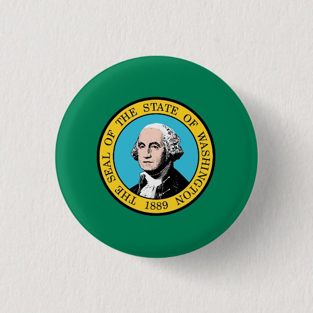 Washington State Flag USA 1 Inch Round Button (Front)