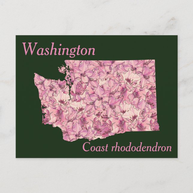 Washington State Flower Collage Map Postcard (Front)