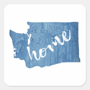Washington State Home Wood Grain Square Sticker