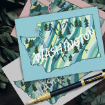 Washington State Illustrated Map Postcard<br><div class="desc">Check out this colourful Washington map drawing.
 
 Visit my shop for more!</div>