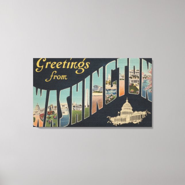 Washington (State) - Large Letter Scenes 3 Canvas Print (Front)