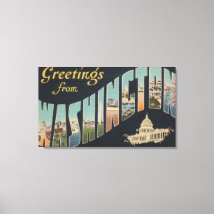 Washington (State) - Large Letter Scenes 3 Canvas Print