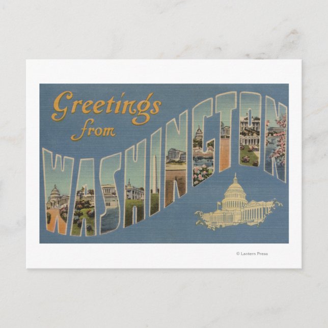 Washington (State) - Large Letter Scenes Postcard (Front)