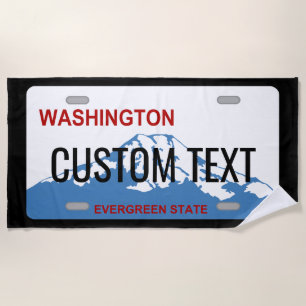 Washington State license plate custom design Beach Towel