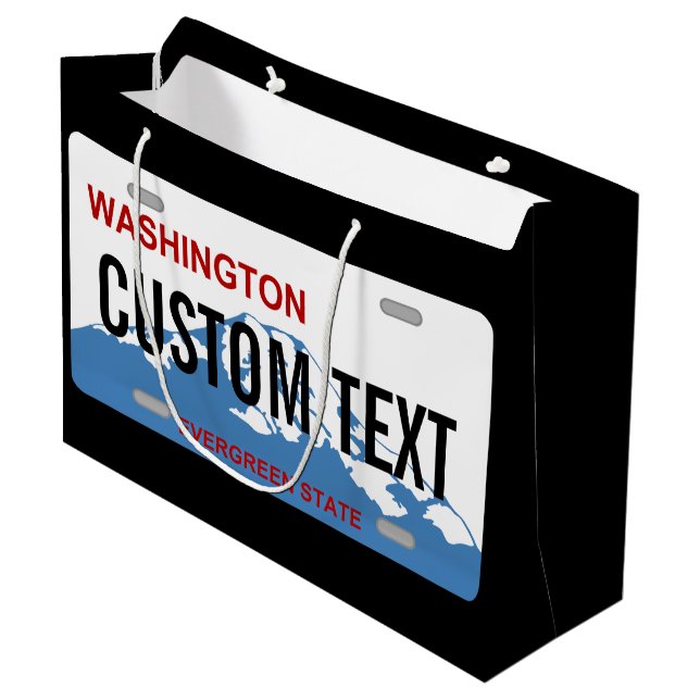 Washington state license plate custom giftbag large gift bag (Front Angled)