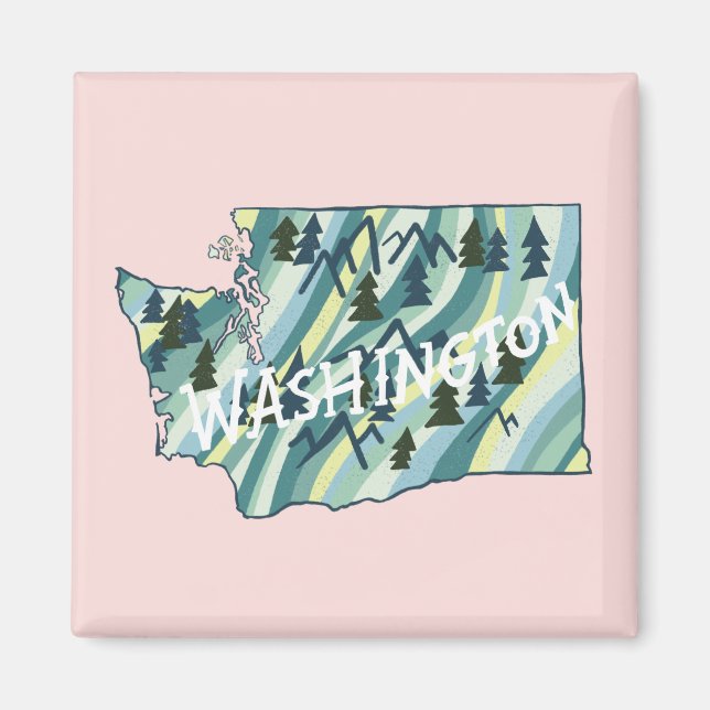 Washington State Map Illustration Magnet (Front)