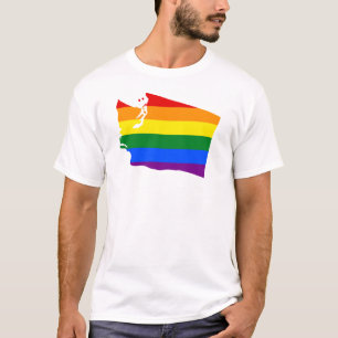 Washington State Map LGBT Flag Gay Pride Awareness T-Shirt
