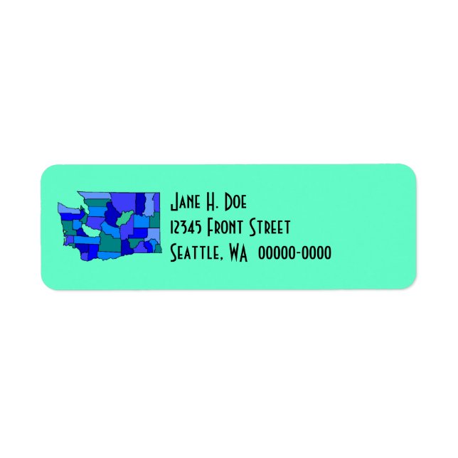 Washington State Map Shape WA Return Address Label (Front)