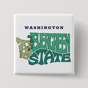 Washington State Nickname Word Art 2 Inch Square Button