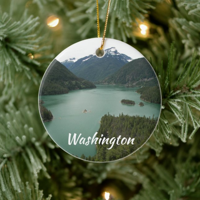 Washington State North Cascades Photo Ceramic Ornament (Tree)