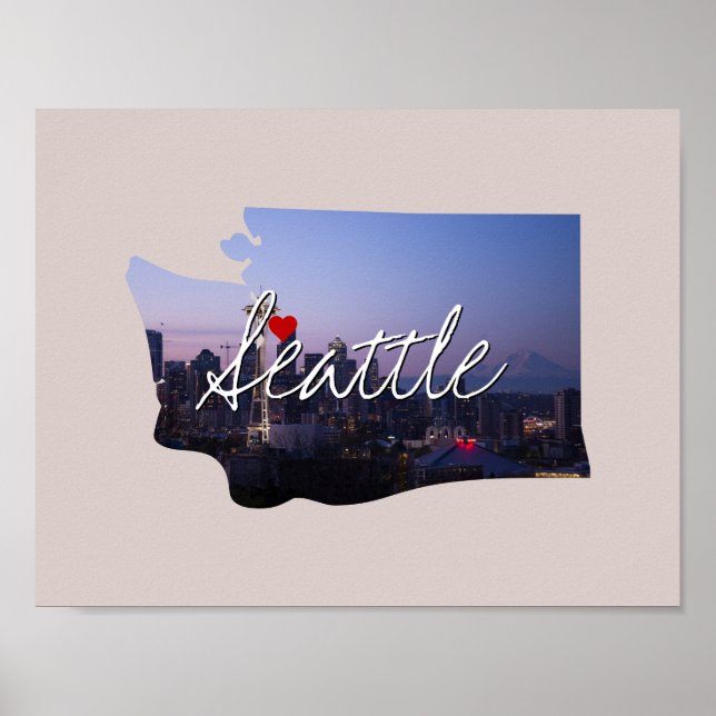 Washington State Photo insert and town name Poster (Front)
