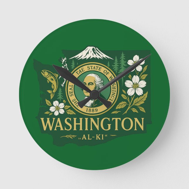  Washington state pride Round Clock (Front)