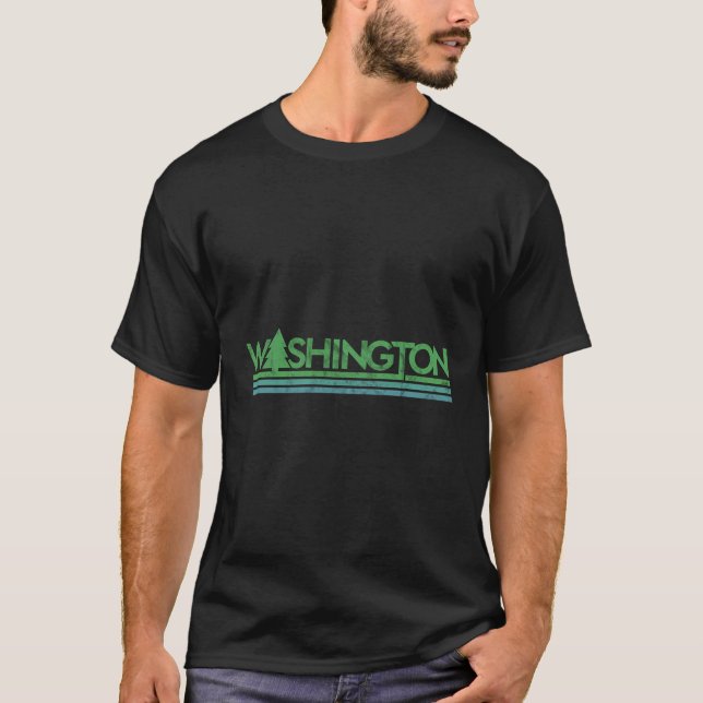 Washington State Retro Evergreen Hoodie T-Shirt (Front)
