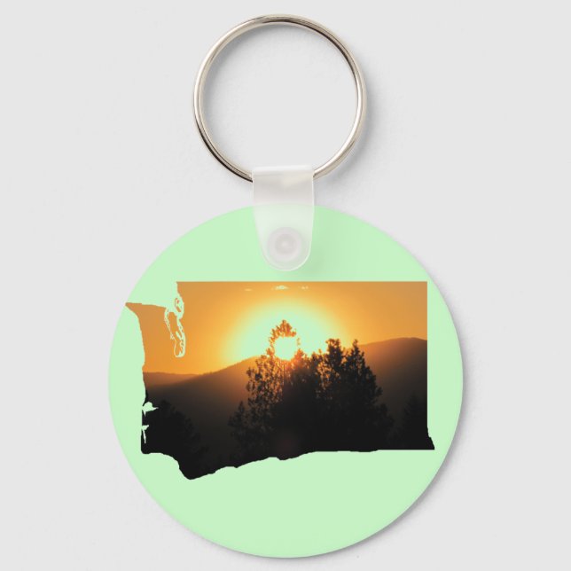 Washington State Sunset Silhouette Keychain (Front)