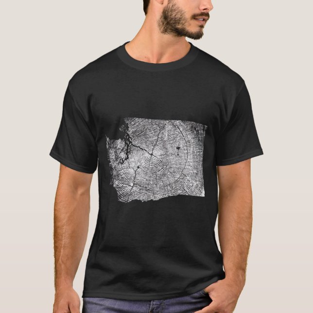 Washington State Tree Growth Rings Map T-Shirt (Front)