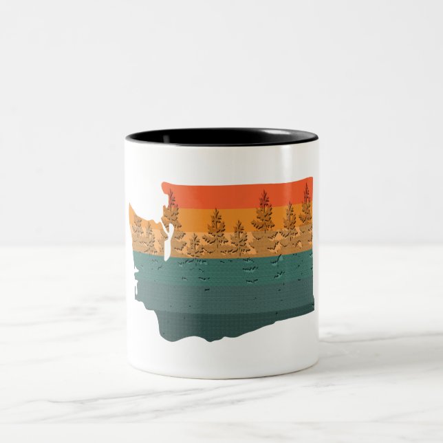 Washington State Tree Silhouette Two-Tone Coffee Mug (Center)