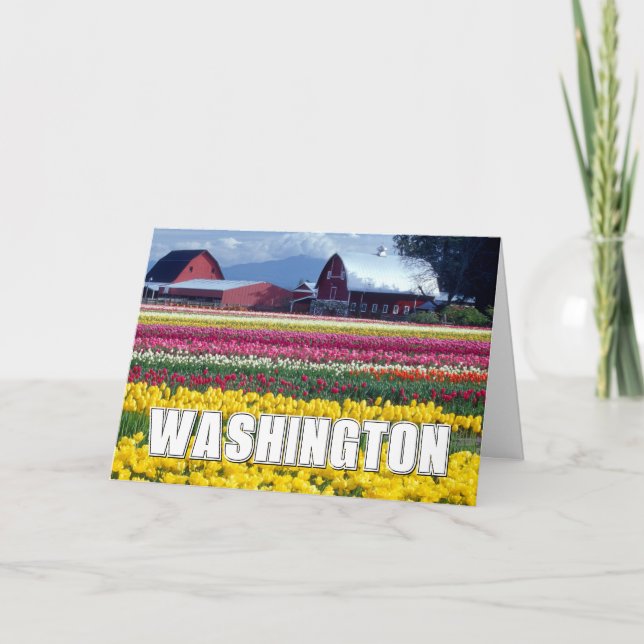 Washington State | Tulip Field | Happy Birthday Card (Front)