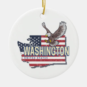 Washington State United States Map USA Souvenir Ceramic Ornament