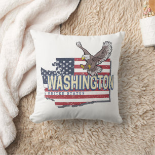 Washington State United States Map USA Souvenir Throw Pillow