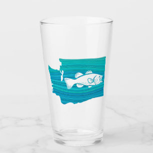 Washington State Wave Fishing Glass