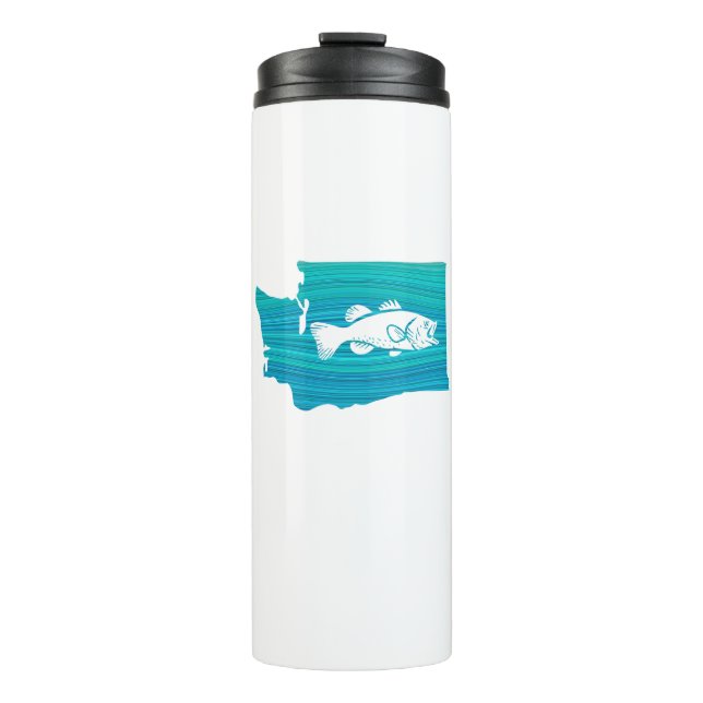 Washington State Wave Fishing Thermal Tumbler (Front)