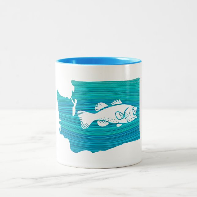 Washington State Wave Fishing Two-Tone Coffee Mug (Center)