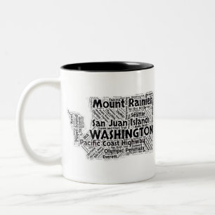 Washington State Word Cloud Two-Tone Coffee Mug