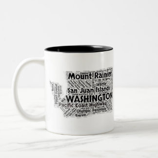Washington State Word Cloud Two-Tone Coffee Mug