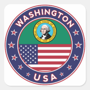 Washington sticker, phone case, tote bag square sticker