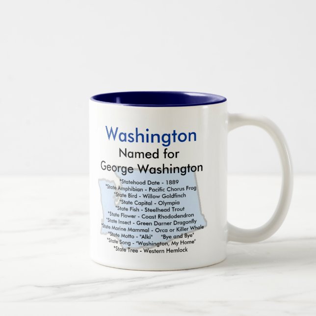 Washington Symbols & Map Two-Tone Coffee Mug (Right)