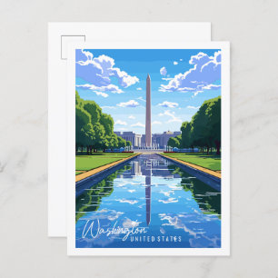 Washington USA vintage travel illustration Postcard