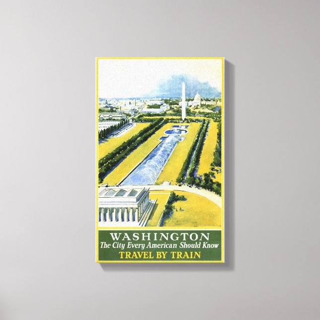Washington Vintage Travel Poster Restored Canvas Print (Front)