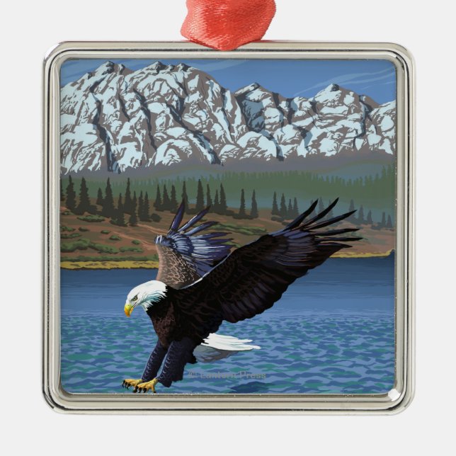 WashingtonDiving Eagle Metal Ornament (Front)