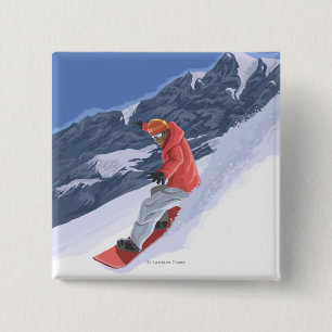 WashingtonSnowboarding Vintage Travel Poster 2 Inch Square Button