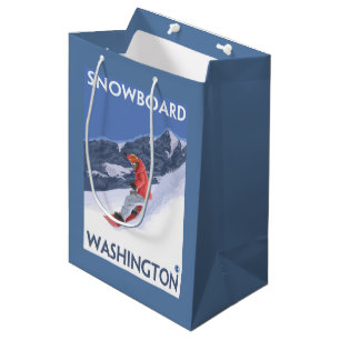WashingtonSnowboarding Vintage Travel Poster Medium Gift Bag